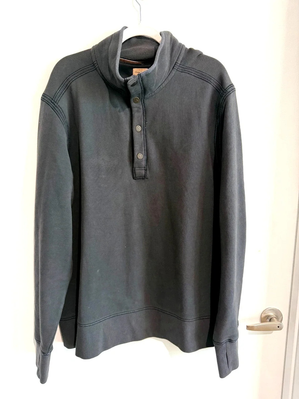 Tommy Bahama Sweatshirt Mens Fleece Cotton 1/4 Snap Zip Gray/Black Golf SZ -XL